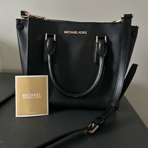 Michael Kors Black Handbag with Gold Accents